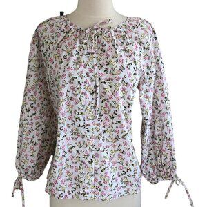 J Crew Reimagined Pink Floral Cottagecore Peasant Top Blouse XS NEW